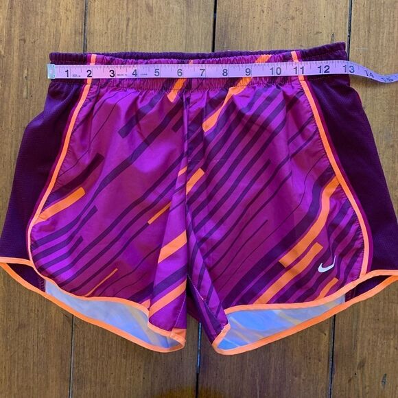 Nike DriFit Running Shorts Burgundy Neon Orange Abstract Print S - Picture 7 of 9